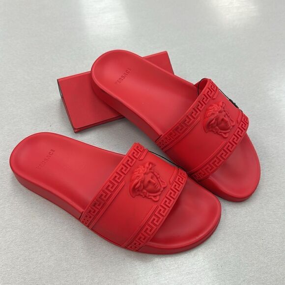 Women Red Versace Slides 9.5 - Picture 2 of 8